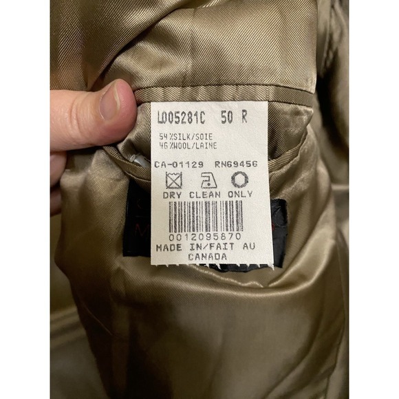 Vintage Carlo Mandrone Mens Suit Jacket Silk Wool Pockets Tweed Style Brown 50R - Picture 12 of 15